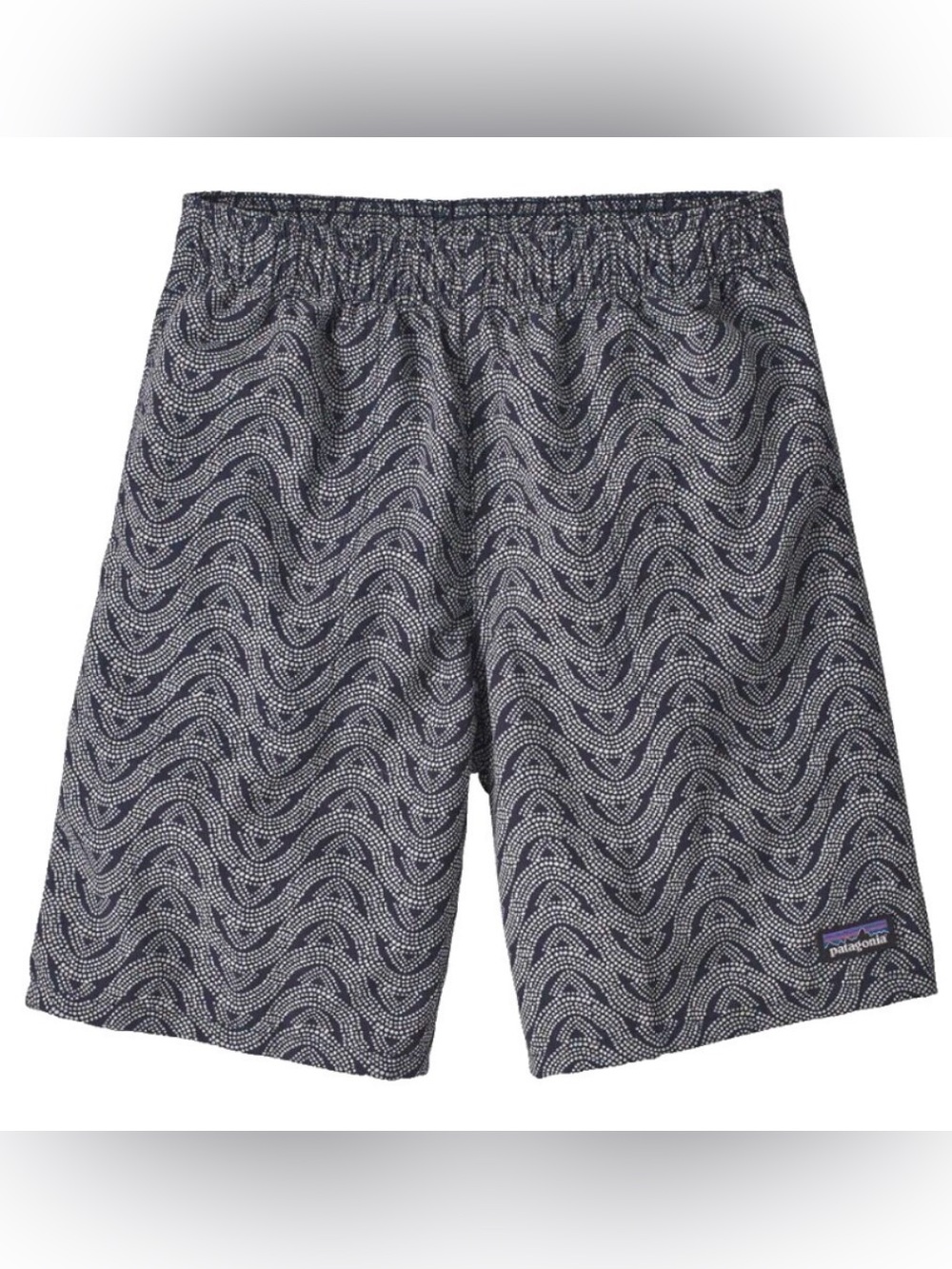 Patagonia Boys Baggies Board Shorts Medium Navy Wavy Dot Print 7" Inseam
